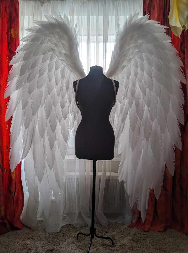 Illuminated Oversized White Angel Wings