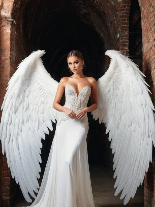 Illuminated Oversized White Angel Wings