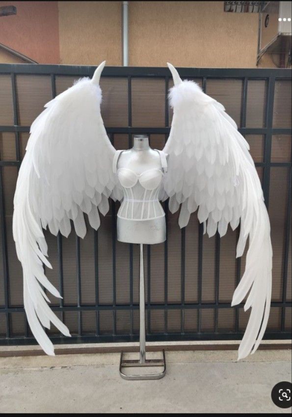 Illuminated Oversized White Angel Wings